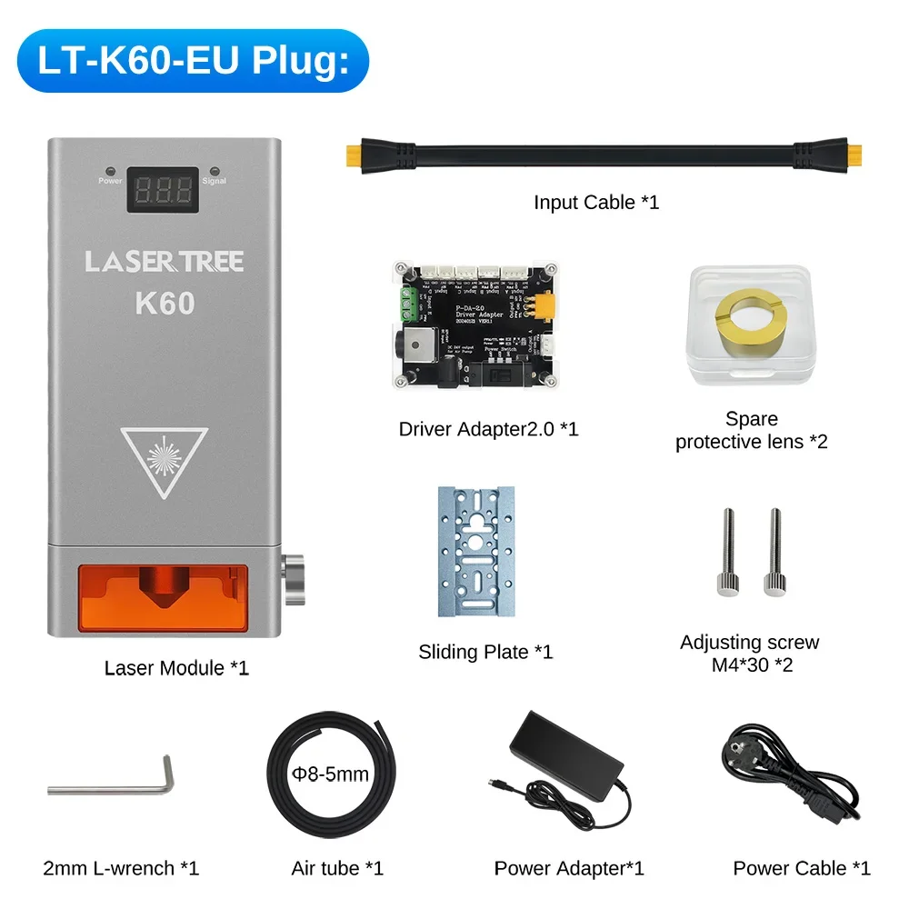 LASER TREE K60 66W High Optical Power 450nm Blue Laser Module 60W with Built-in 12 Laser Diodes for CNC Cutter Engraver Machine