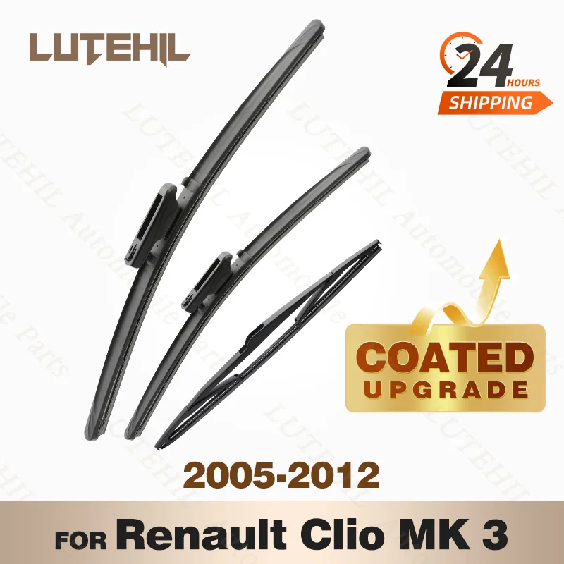 

LUTEHIL's Silicone Front & Rear Wiper Set For Renault Clio MK 3 Hatchback 2005 - 2012 coated windshield wiper blade 24"+16"+14"