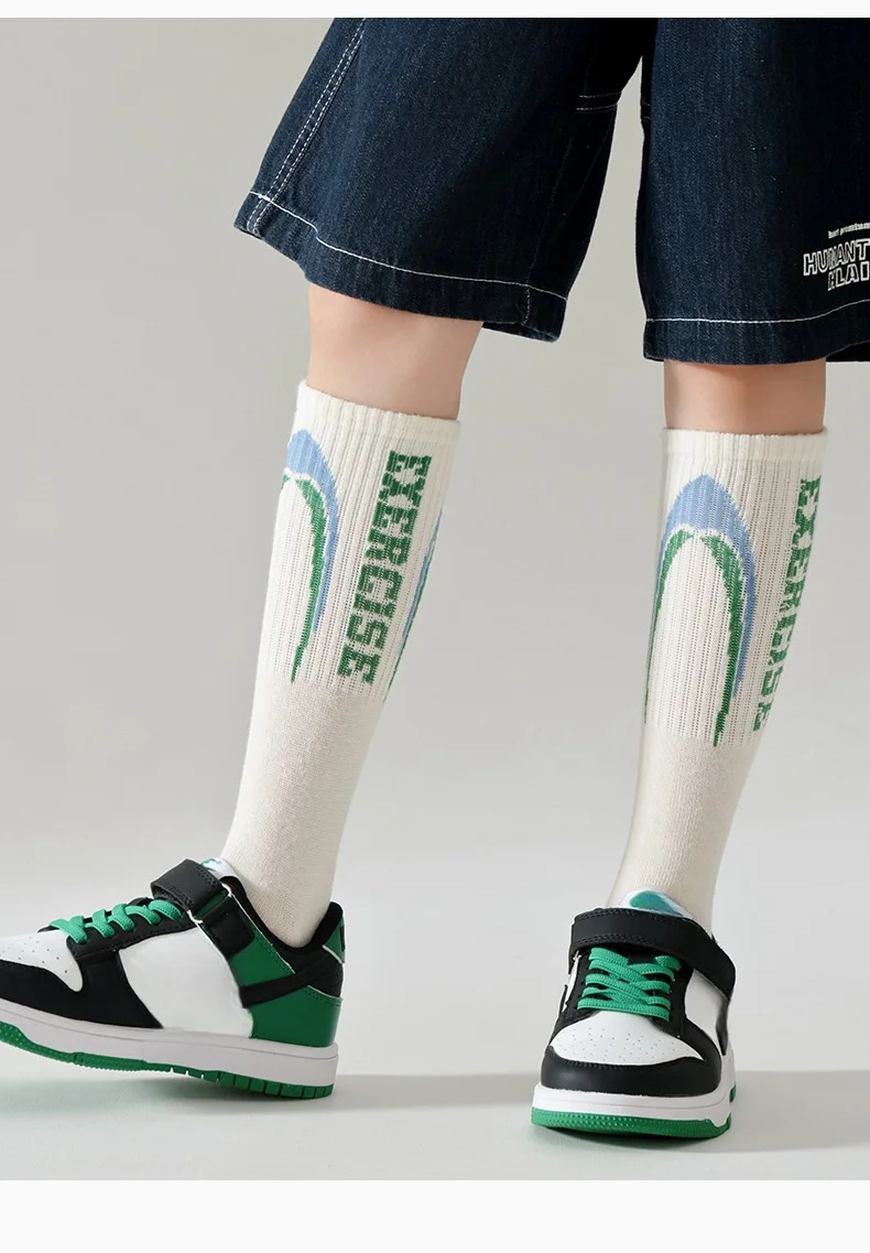 3-12T Jungensocken, lange Socken, Zahlenmuster, Sportsocken, Frühlings-Kniestrümpfe, 4 Paar – Detail 16