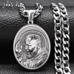 Saint Father Padre Pio Medal Necklace for Men Stainless Steel Hip Hop Statement Religious Pendant Necklace Jewelry Gift ZZ480