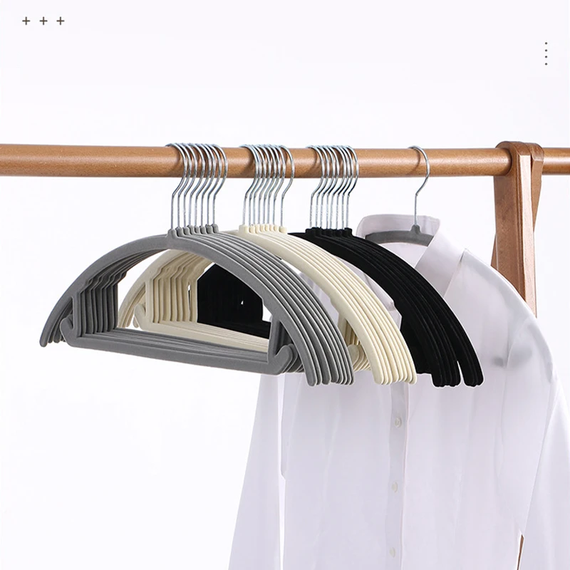 

10PCS High-end Non-slip Velvet Hangers,Curved Non-Bulging Hanger Without Trace for Household,Save Space Closet Organizer System