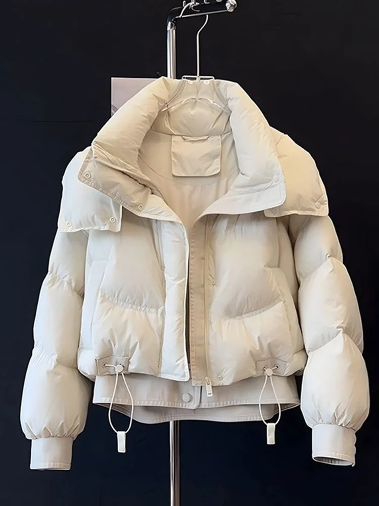 

Faionable Thiened ort Cotton Jaet Women's Winter Coat with Hood Korean Sle Loose Fit Zipper Closure Color