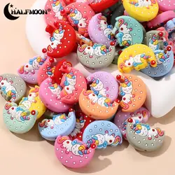 10Pcs Food Grade Silicone Teether Beads 21x29mm Cartoon Animal Moon Beads For Nursing Chew Jewelry DIY Pacifier Chain Necklace