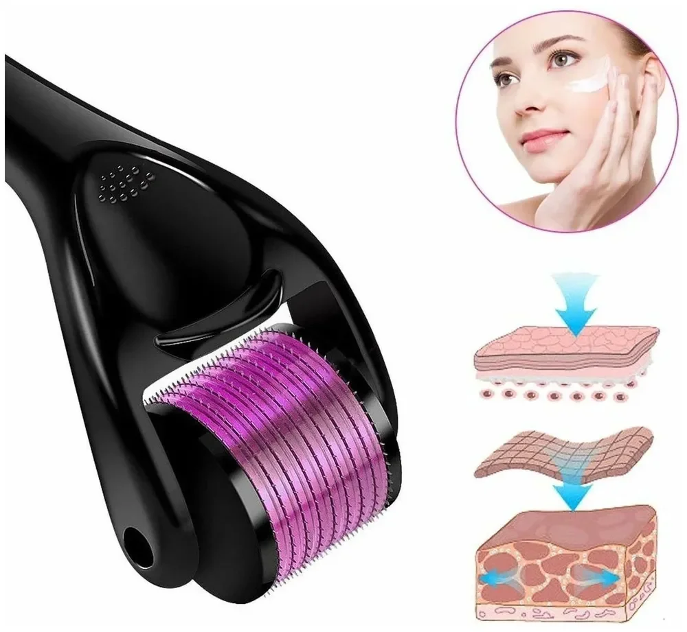 0.2/0.25/0.3mm 540 Derma Roller Stainless Steel Microneedling Facial Skin Care Home Use Skin Body Hair Beard Growth Face Roller