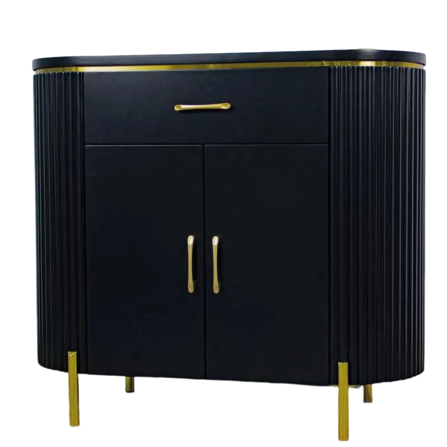 

wholesale barbershop furniture low MOQ customized wooden black and gold styling station for sale