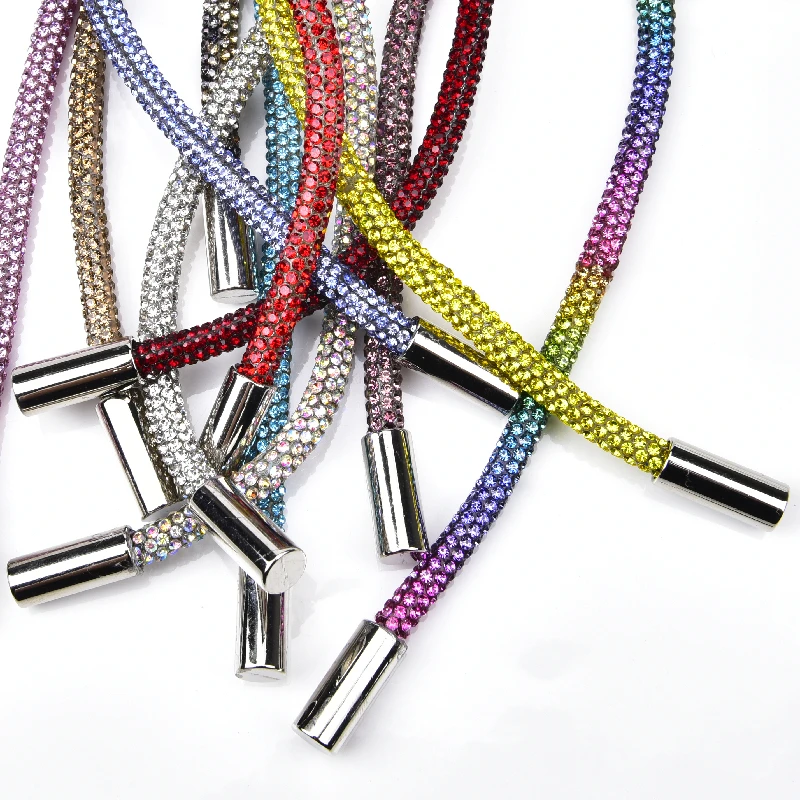 120cm Round Rhinestone Hoodies Sweatshirt Drawstring Cord Full Crystal Diamond Clothing Belt Tieback Rope Trim Trouser Strip