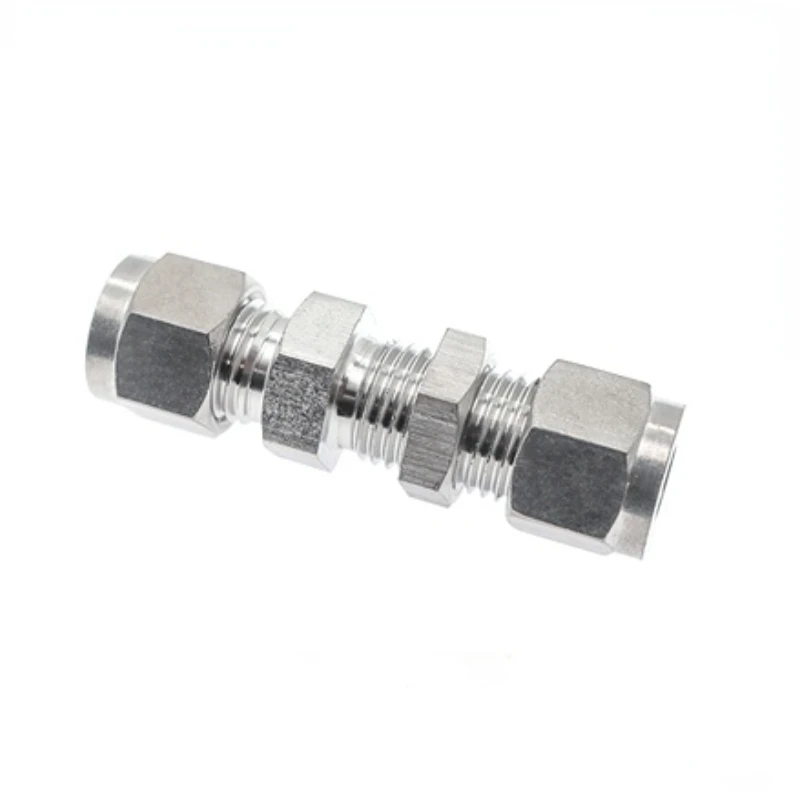 Stainless Steel Straight Bulkhead Connector 6mm 8mm 10mm 1/4 3/8 1/2 Equal OD Pipe Double Ferrule Compression Fitting SS 304