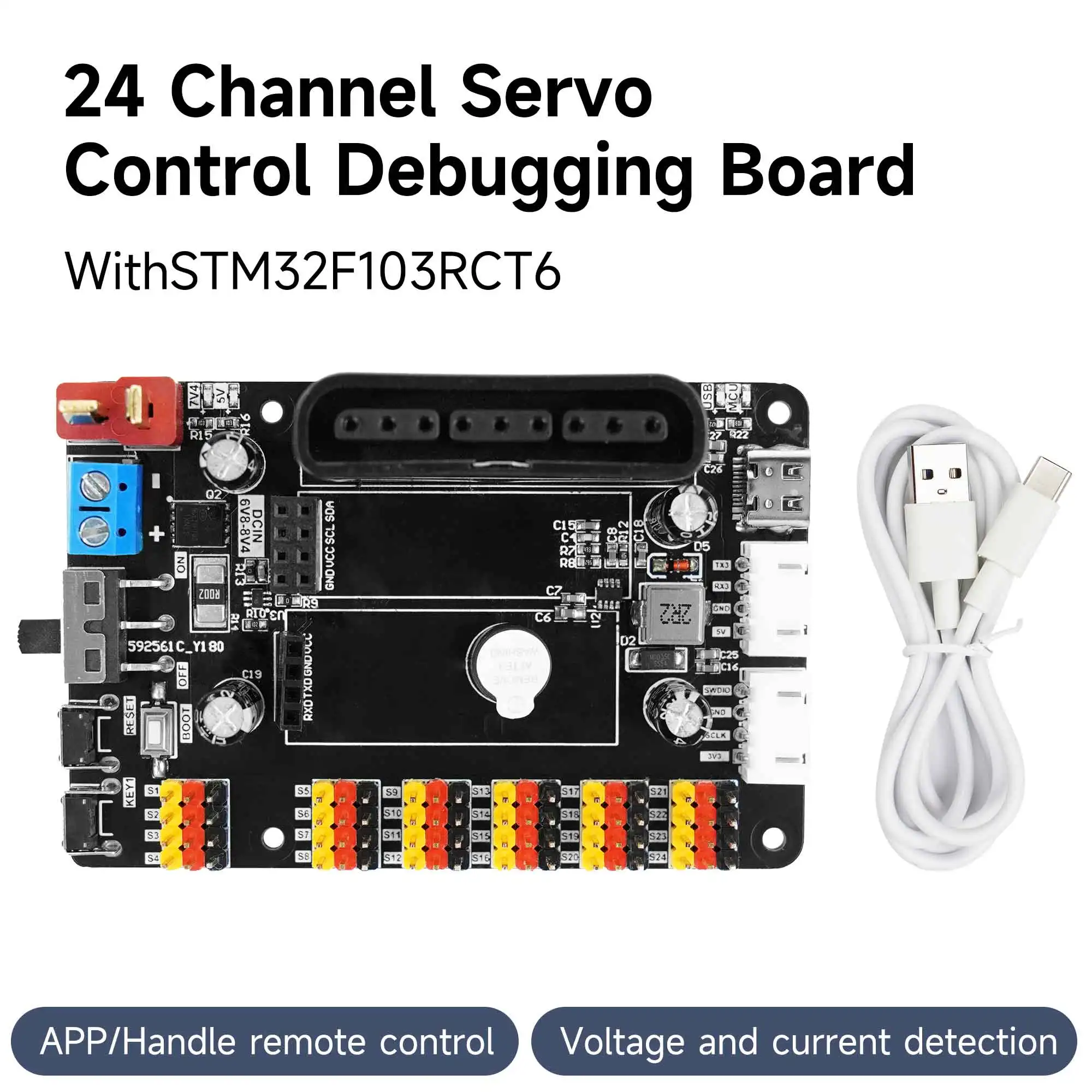 Placa de depuración de Servo PWM de 24 canales, herramienta de módulo controlador de Motor con Chip STM32F103RCT6 para Kit de coche RC RobotArm electrónico DIY