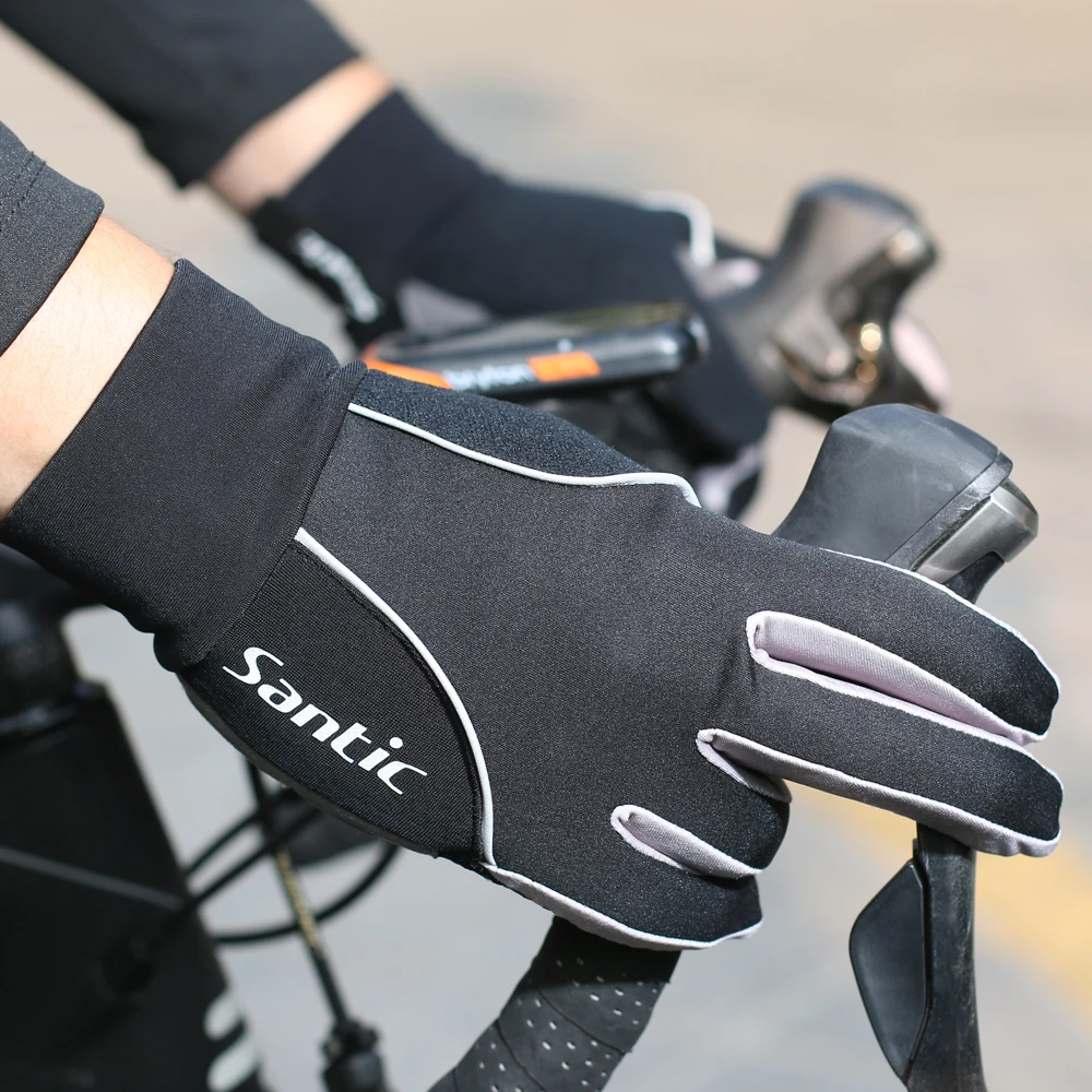 Santic Winter  Cycling Gloves Windproof Bike Bicycle Motorcycle Gloves Anti-Shock Breathable Mountain Bike Gloves K9M9134