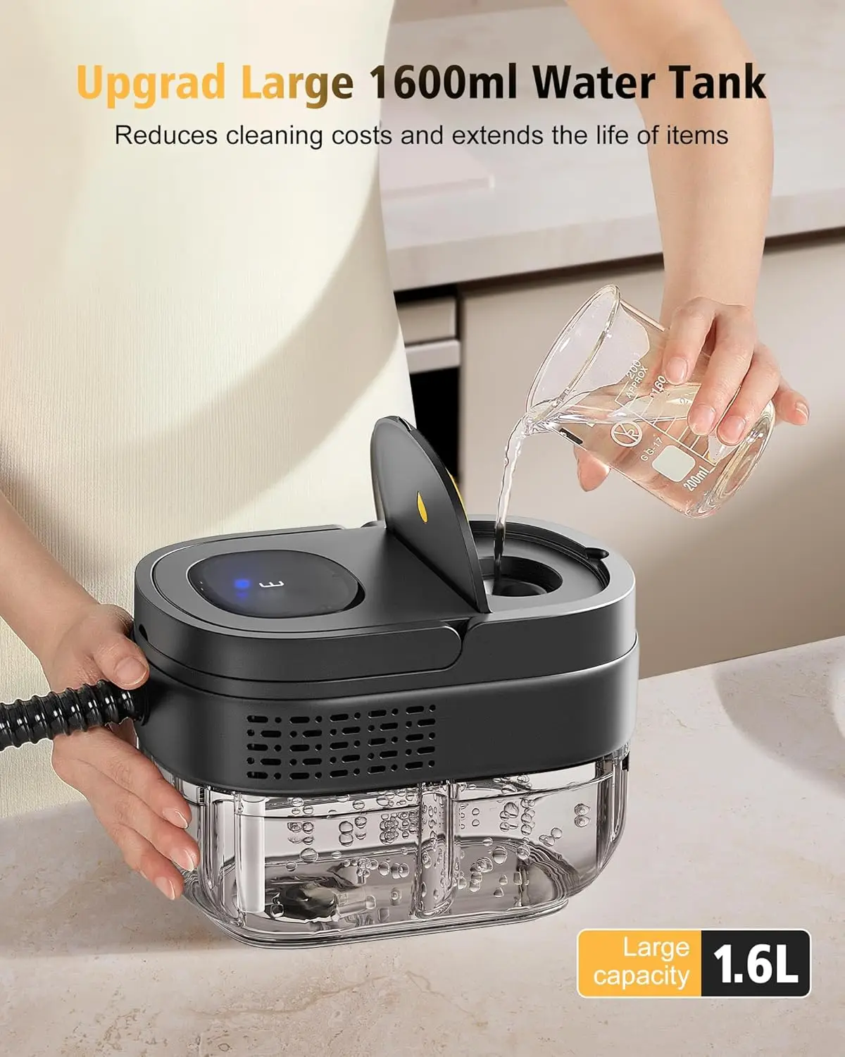 Handheld Steam Cleaner 1600ML 2500W Portable for Car Home Kitchen Camping