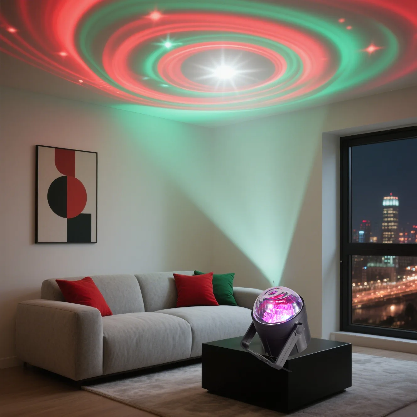 7-режимный светодиодный ночник с дистанционным управлением RGB, звездное небо, USB-разъем, цветной стробоскоп, вращающаяся атмосферная лампа, лампа для шоу в баре на день рождения