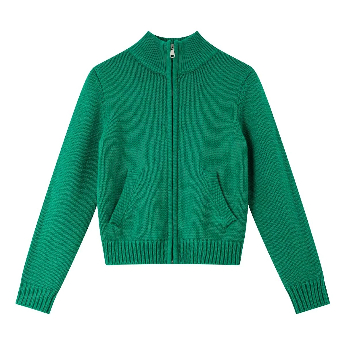 Vimly cardigan de malha feminino outono 2025 casual zip up gola alta manga longa jumpers elegante bolso solto senhora suéteres 75185