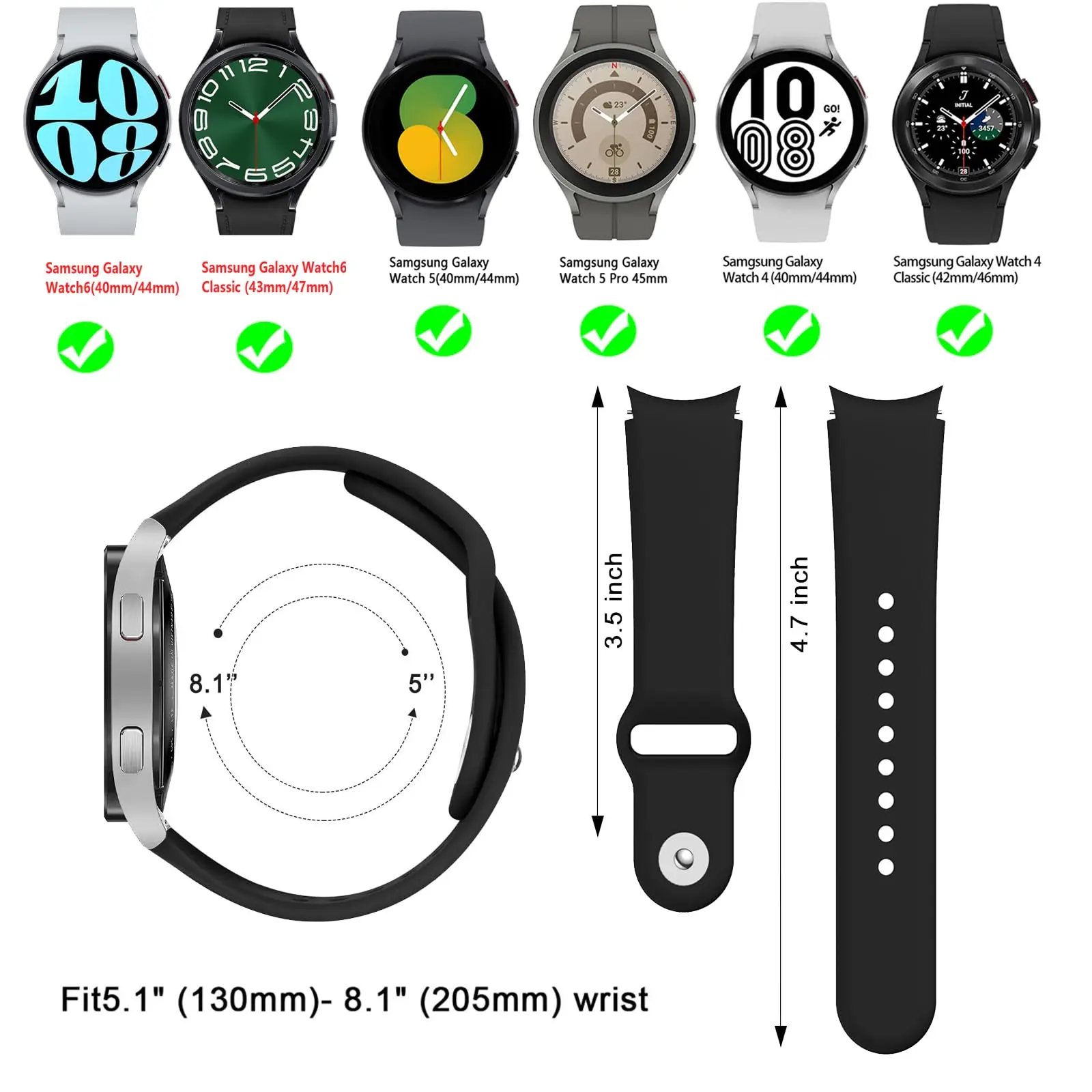 Silicone Strap For Samsung Galaxy Watch 6 5 4 44mm 40mm Bracelet Galaxy Watch 6 4 classic 46mm 42mm 47mm 43mm 5 pro 45mm band