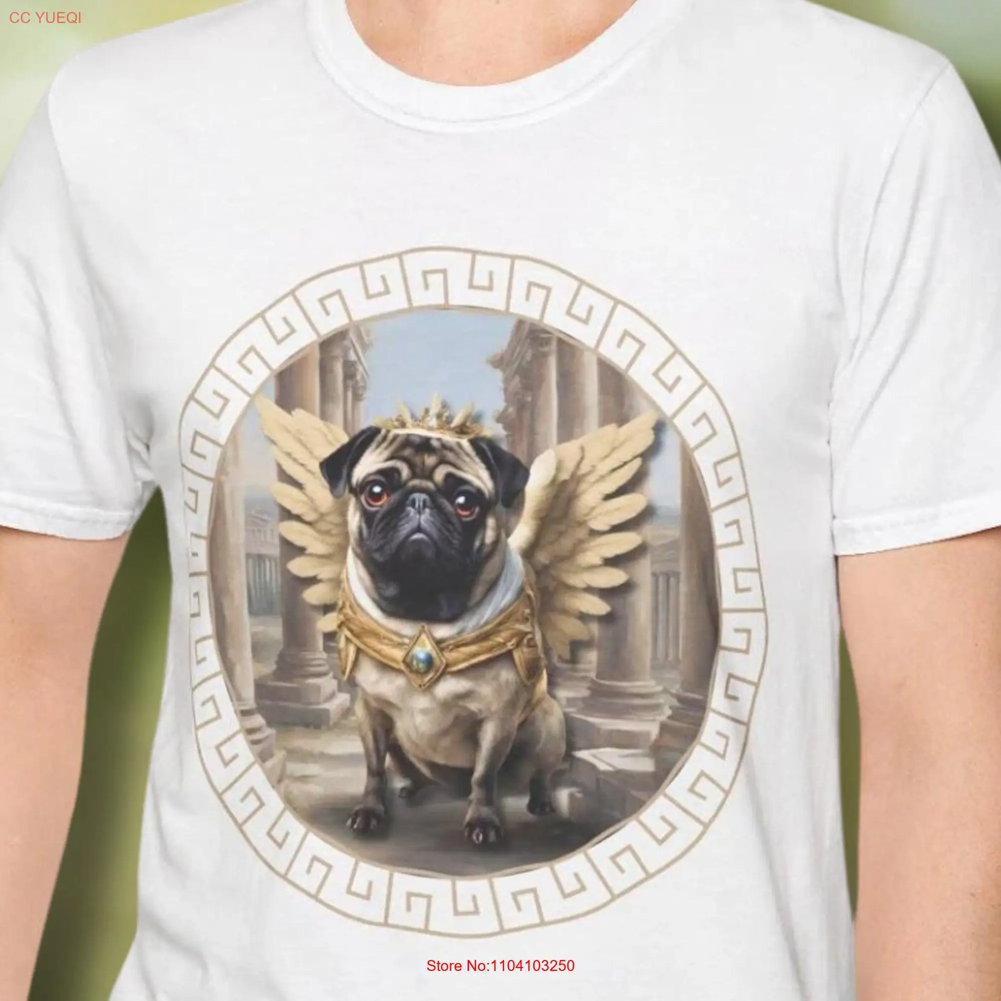 Flying Pug T shirt Eco friendly Greek Puggle Dog With Wings Crew Collar Top Cute Royal Canine Pegasus Humor Soft