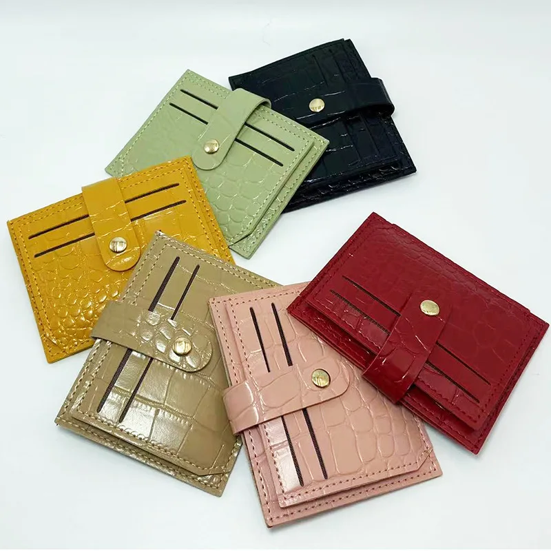 New Small Wallets card bag women's Folding wallet multi-card wallet Simple candy color crocodile print wallet carteras mujer