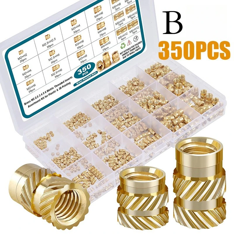 Brass Insert Nut Kit mix M2 M2.5 M3 M4 M5M6 Hot Melt Heat Knurled Embed Injection Copper Threaded Insertnut for 3D Print Plastic