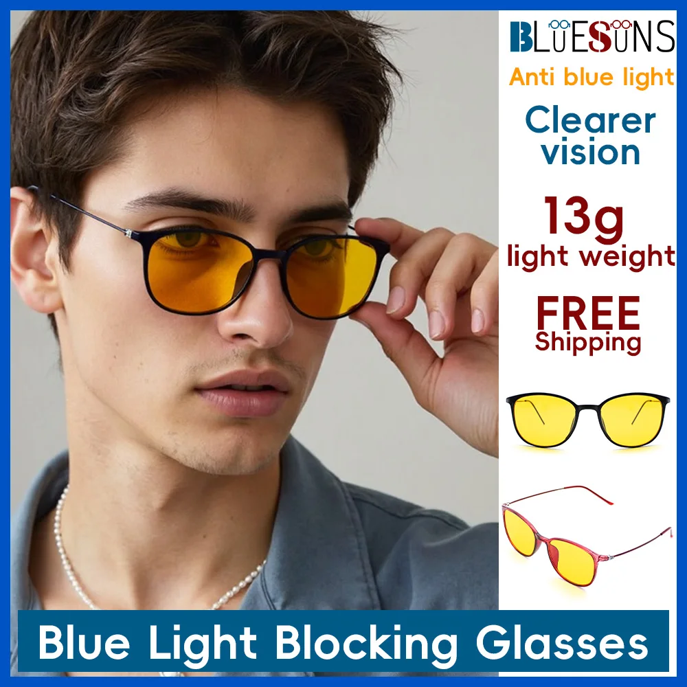 

Ultra Lightweight Yellow Lens Anti Blue Light Glasses TR Material for Screen Time Protection Eye Care And Clarity Enhancement