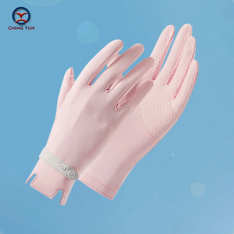 New Women Sunscreen protection gloves ice thin gloves summer UV resistant two finger cool breathable mesh driving non-slip Glove