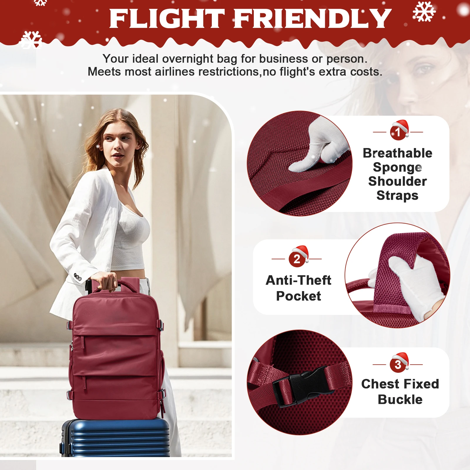 حقيبة ظهر Ryanair للسفر على شكل طائرة المقصورة 40x20x30 للنساء والرجال، حقيبة كمبيوتر محمول، حقيبة ظهر تنفيذية، حقيبة ظهر للأمتعة، حقيبة كتب #5