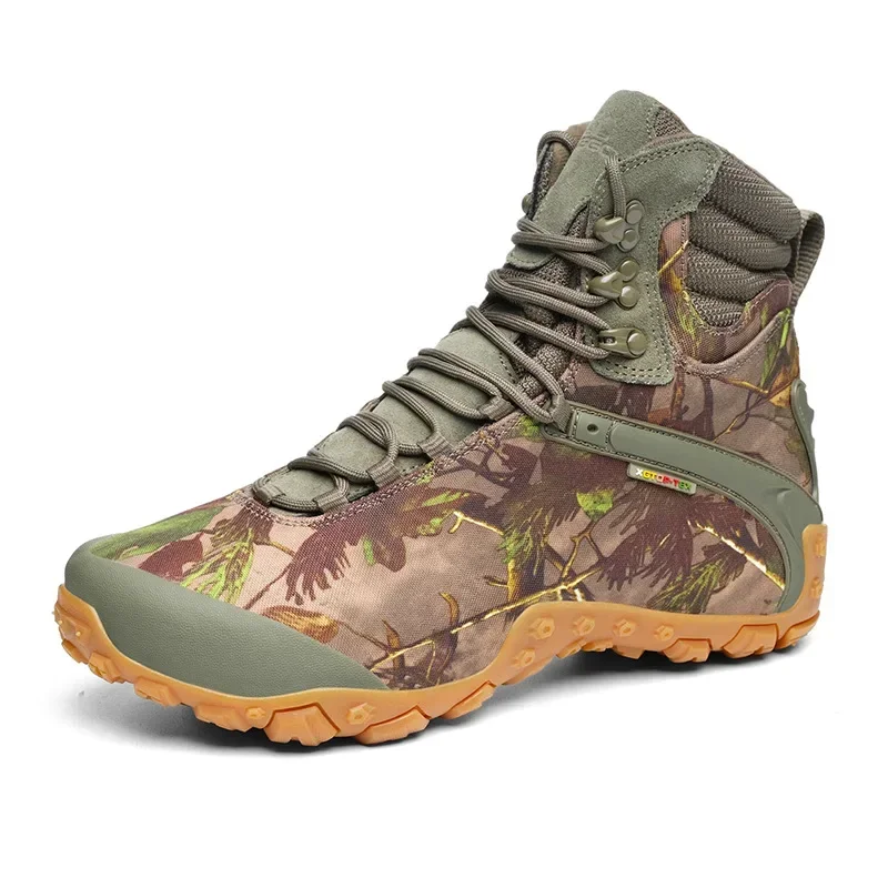 Genuine Leather Mountaineering Shoes Women\'s Waterproof Anti-slip Camouflage Outdoor Hiking Shoes Men\'s High-top Cowhide Female