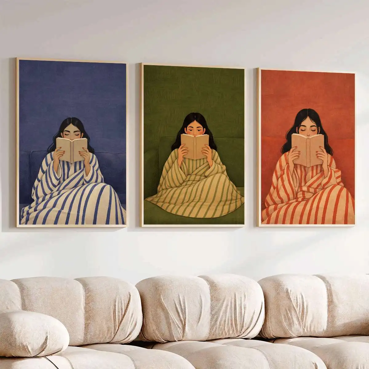 3PCS Women Reading Art Posters  Retro Wall Art  Wall Decorations for Art Lovers Home Decoration  Canvas Paintings for Room Decor