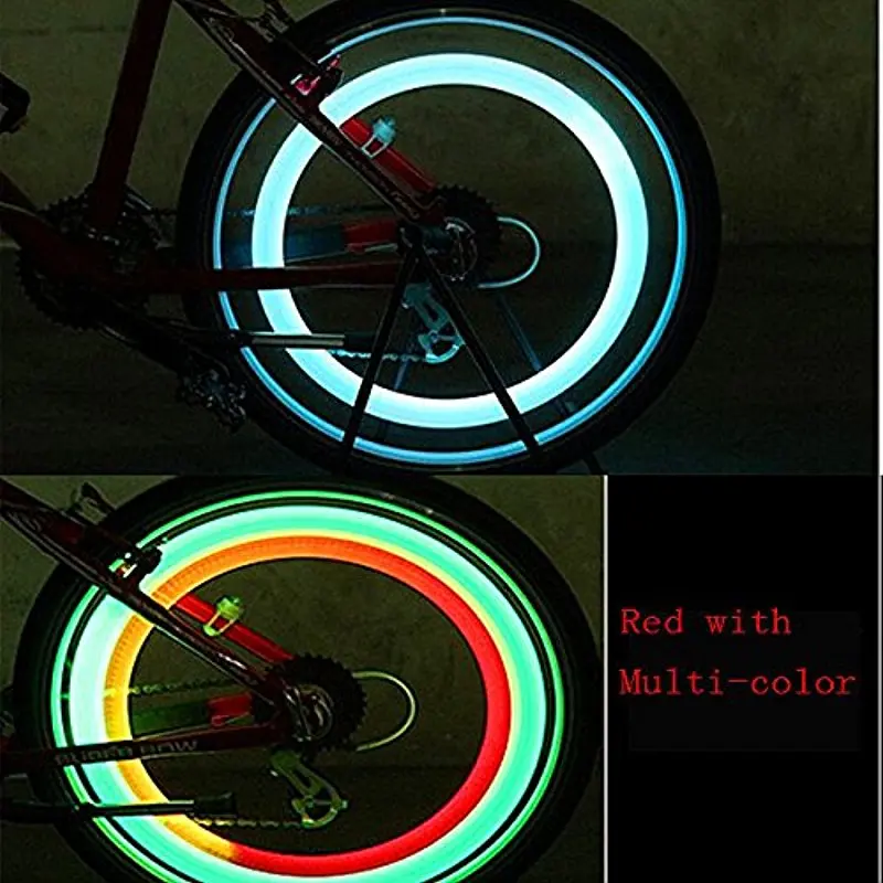 4 Pack Double Faced Bicycle Spoke Light Wind Fire Wheels Silica Gel Spoke Light Steel Wire Lamp Mountain Bike Wheel Light