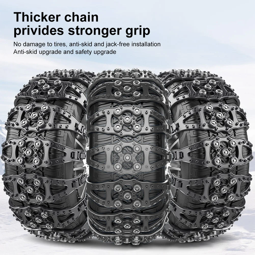 Car Tire Chains Winter Snow Wheels Chain Outdoor Snow Tire Emergency Double Grooves Anti-Skid Chains for 165-275mm Tire