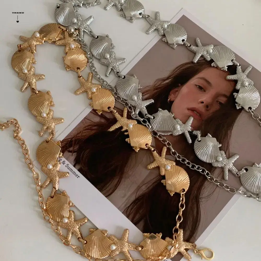 

Sea Series Shell Starfish Waist Chain Alloy Pearl Ornaments Bohemian Shell Waist Belt Jewelry High-end Starfish Beach Body Chain