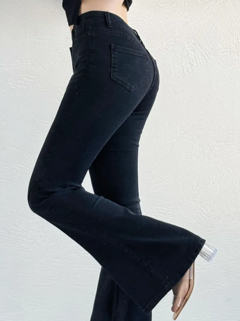 Retro Spicy Girl Slim Low Waist Split Fork Denim Bell Bottom Pants Women 2024 Summer Thin Style Lift Buttocks Long Pants WJ9S