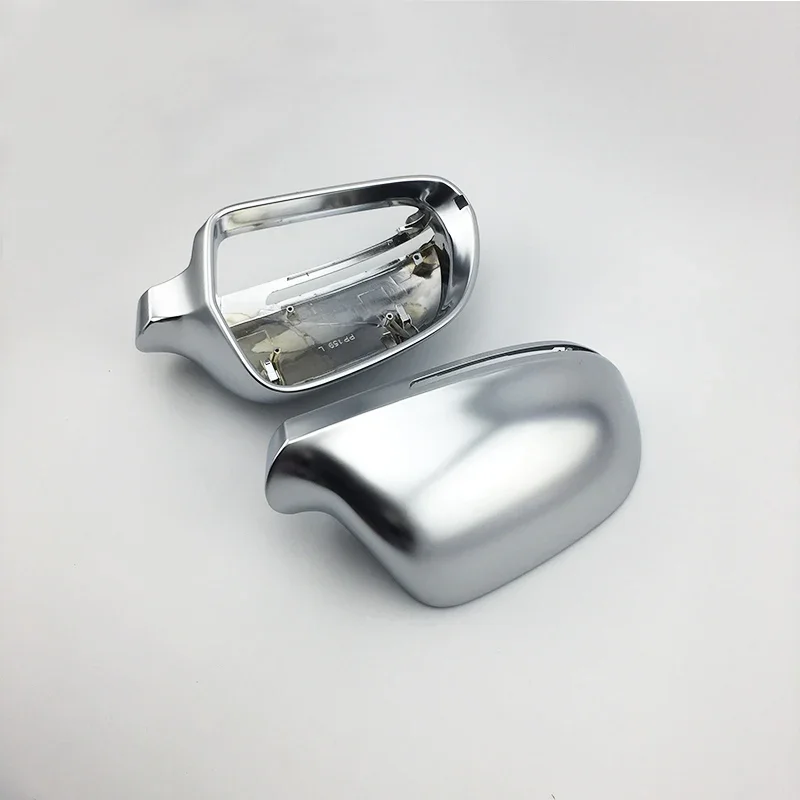 2PCS/SET B8 Rearview Wing Mirror Cover for AUI A3 S3 Q3 A4 S4 A5 S5 A6 S6 A8 S8 ABS Silver Chromed no Assist