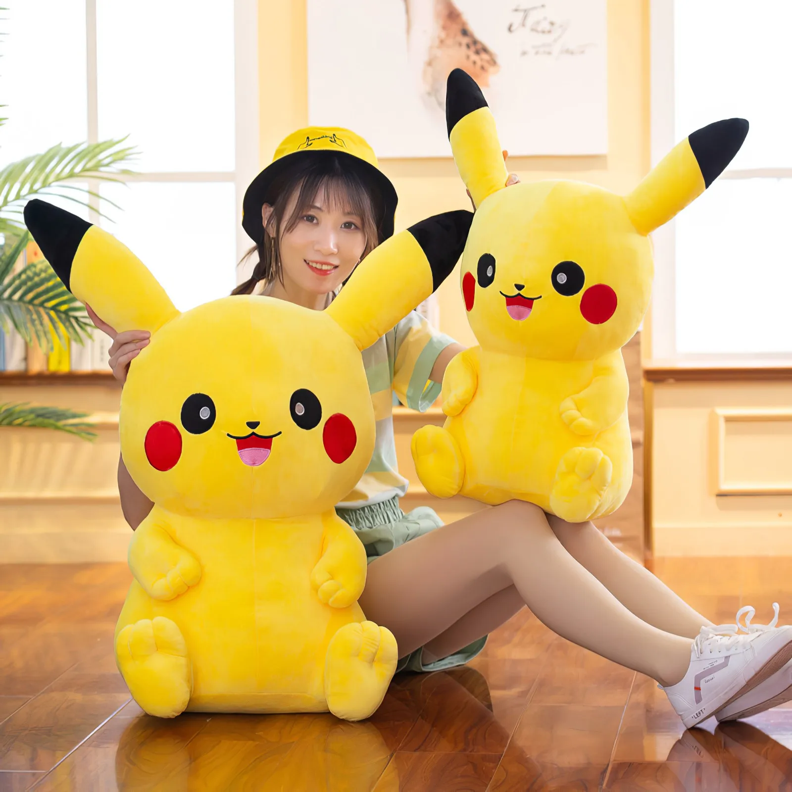 60cm Śliczne Anime Pokémon Pikachu Pluszowa zabawka Kreskówka Kawaii Pokemon Uśmiech Pikachu Miękka wypchana lalka Duży rozmiar Poduszka Prezent