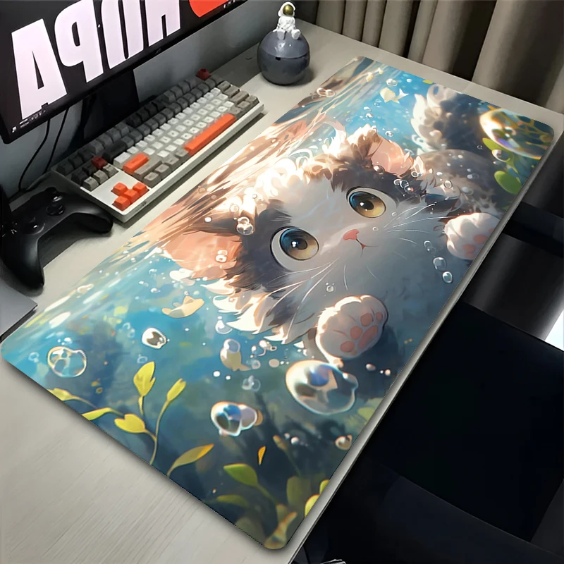 Gaming Mouse Pad Cushions Non-slip Table Carpet Flower Anime Cats Mousepad Gamepad Desktop Gadget Mouse Mat Kawaii Keyboard Pad