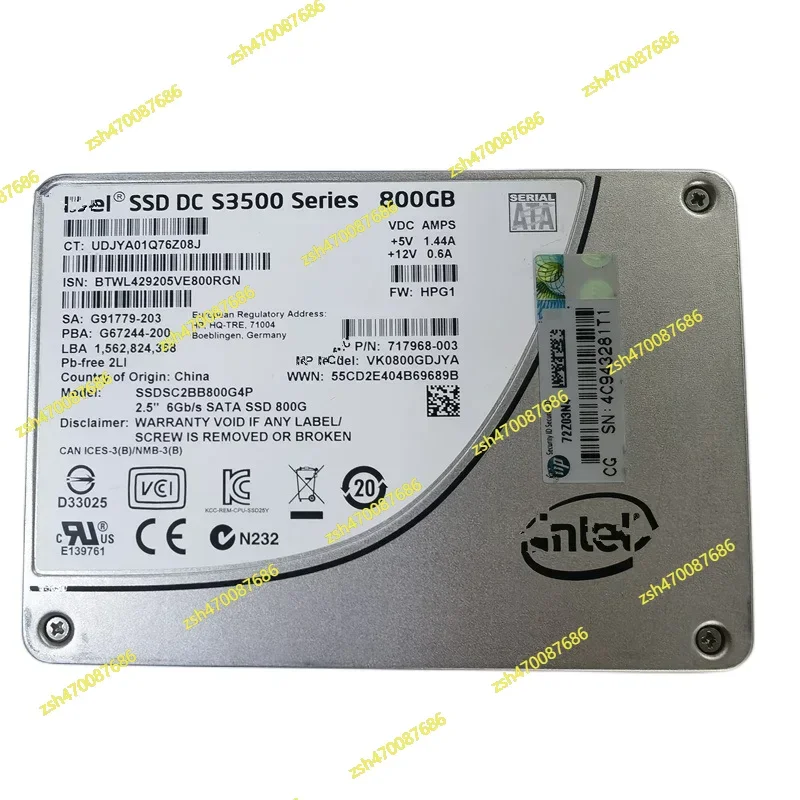 

1pcsHP DC S3500 800GB 800G SSDSC2BB800G4P Enterprise SSD Disk Solid-state drive 717968-003