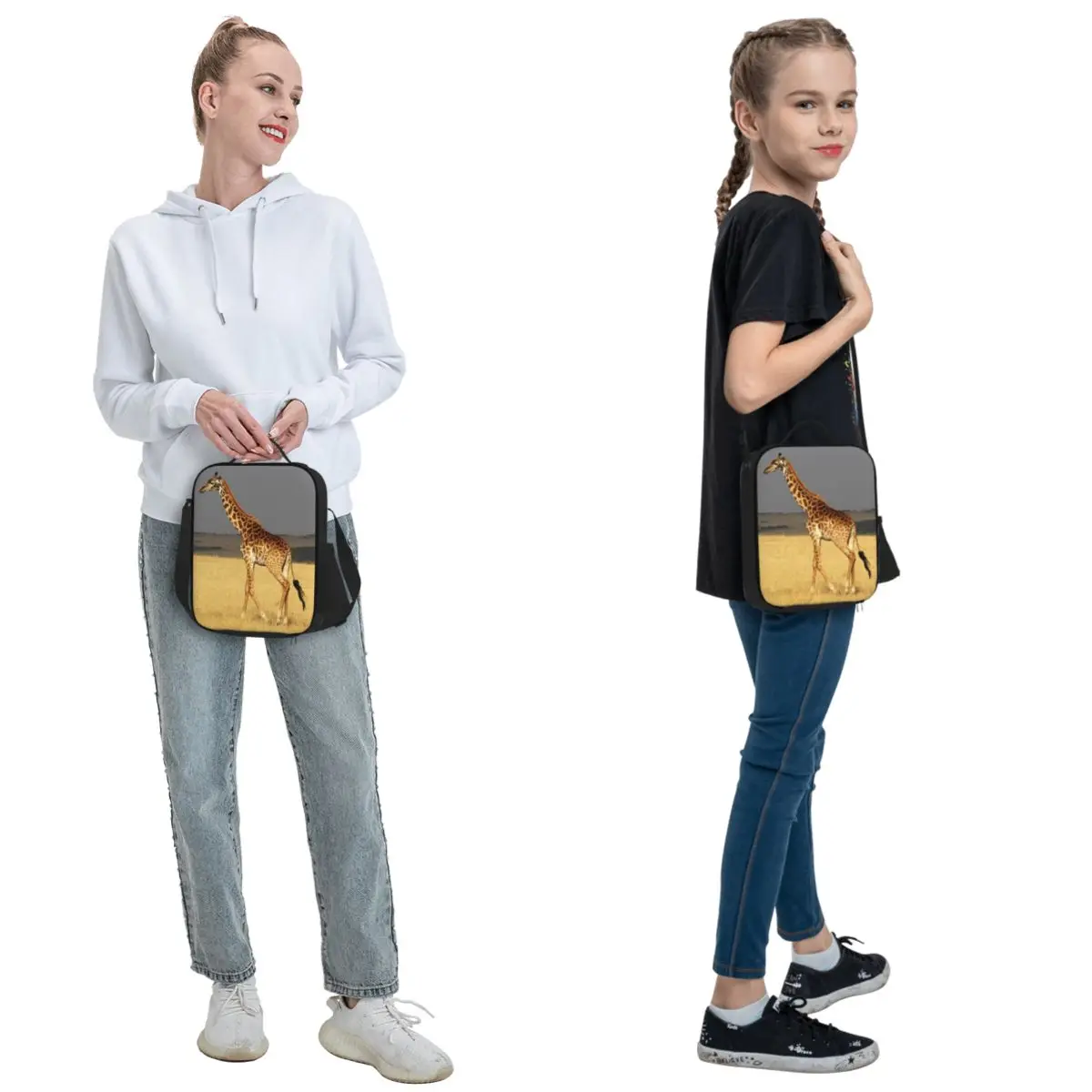 الزرافة كامل الجسم أفريقيا الحيوانات الأفريقية معزول حقيبة الغداء للنساء الأطفال المحمولة صناديق الطعام صندوق غداء حراري حمل #2