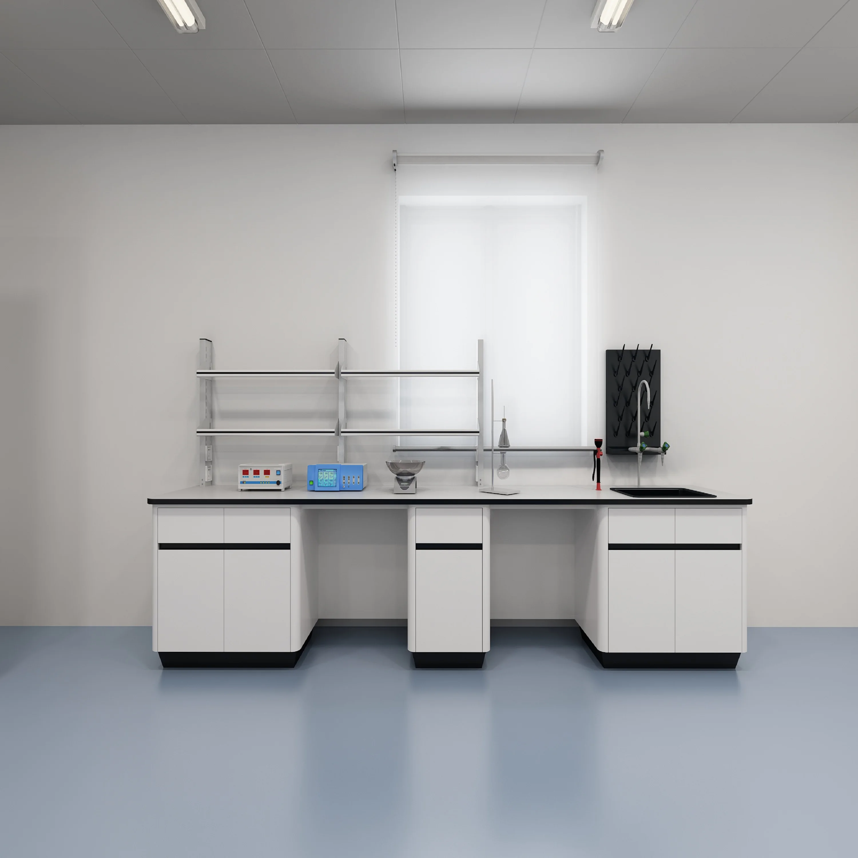 Acid-Resistant Steel Wood PP And Epoxy Resin Lab Chemical Furniture Work Desk Steel Bench For Laboratories