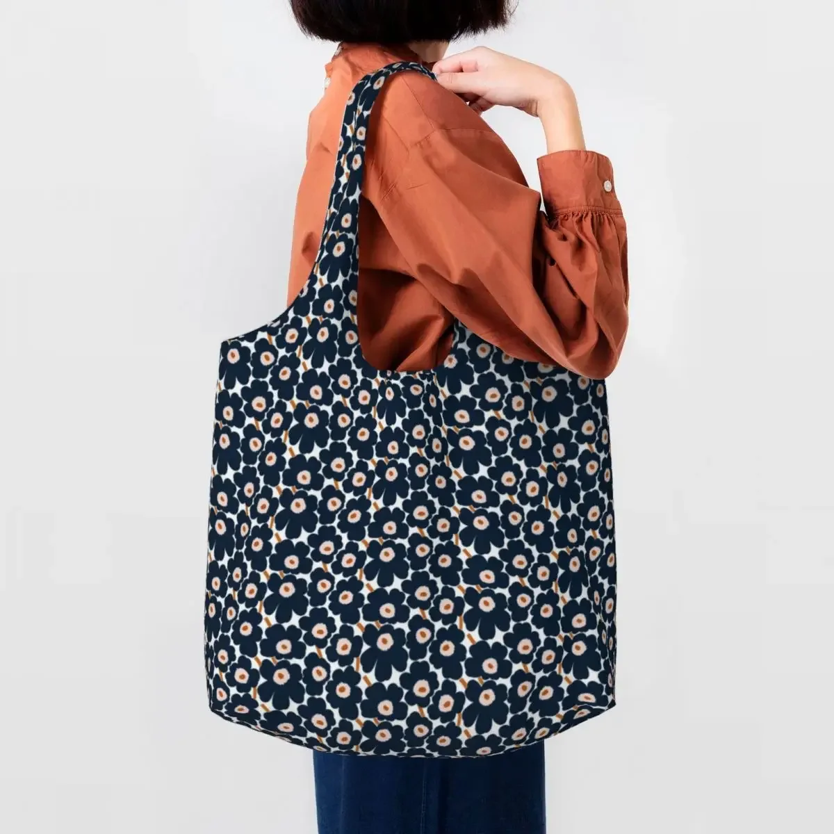 Custom Kawaii Printing Mini Poppy Print Tote Shopping Bags Portable Canvas Shoulder Shopper Fashion Modern Style Handbag