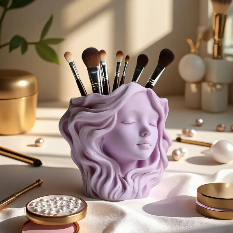 Mold for Storing Candles in The Shape of a Long-Haired Girl with a Potted Plant  Mold for Creating Human Face Candles,Home Decor