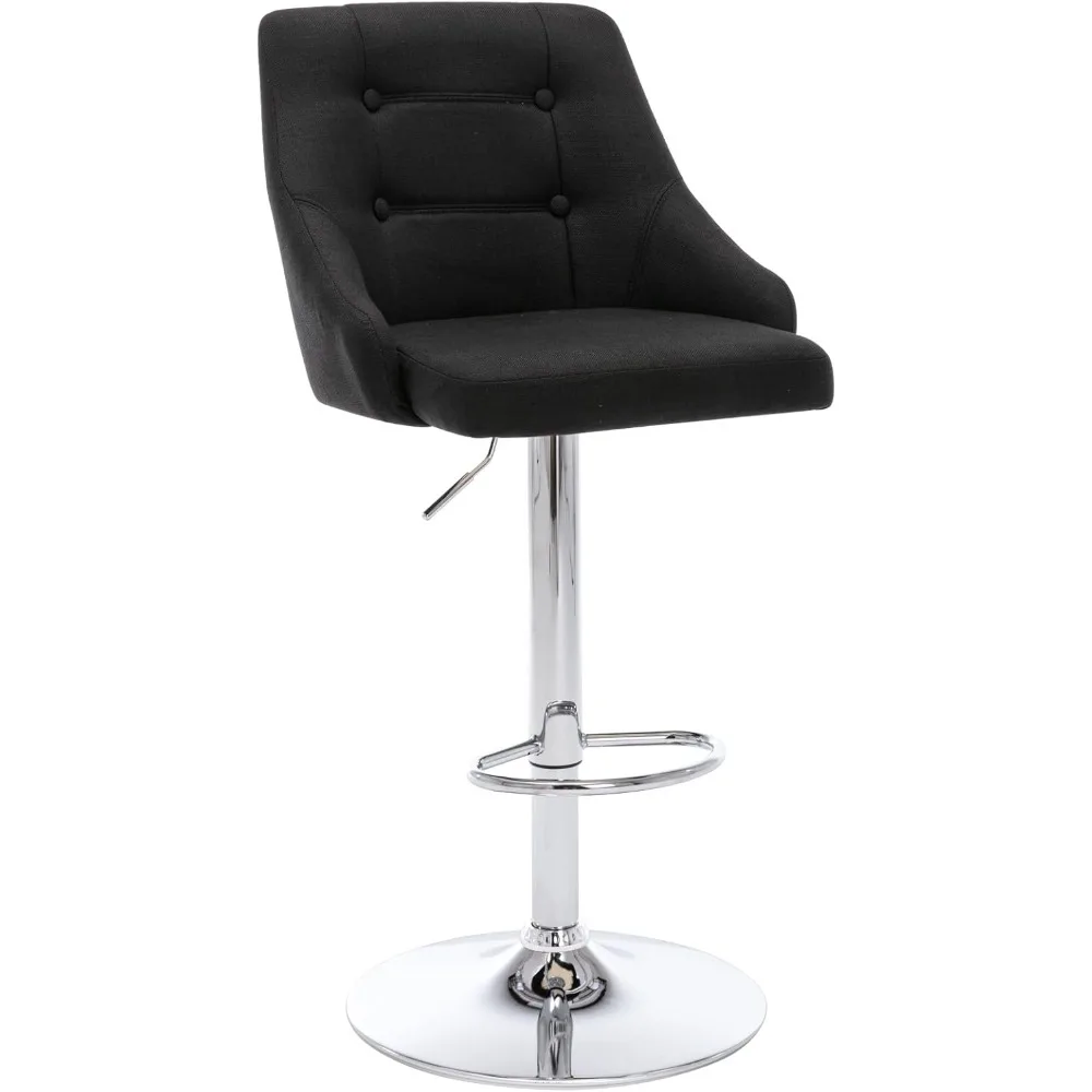 

Living Swivel Bar Stool with Back, Adjustable Fabric Tufted Barstool, Upholstered Counter Height Airlift Bar Chair