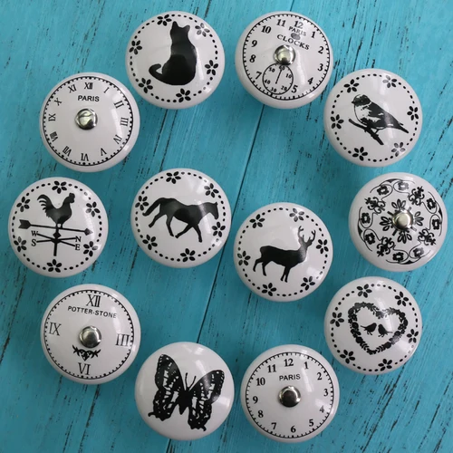 Imagen 2 del producto Pomo de cerámica blanca para muebles, tirador de puerta de cajón de porcelana Retro, estilo europeo, 1 unidad