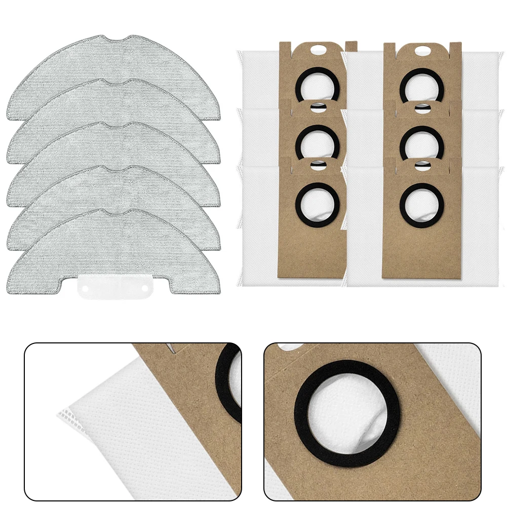 For Airzeen Q10 Pro Vacuum Cleaner Mop Cloth and Dust Bag Replacement Kit 5 Microfiber Cloths 6 Dust Collection Bags