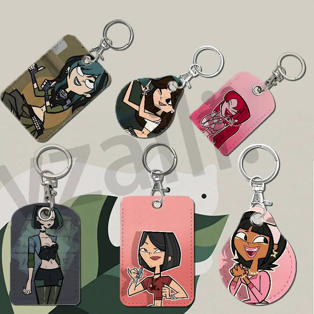T-Total Drama Island Protective Printed Leather Card Case Metal Keychain Accessory