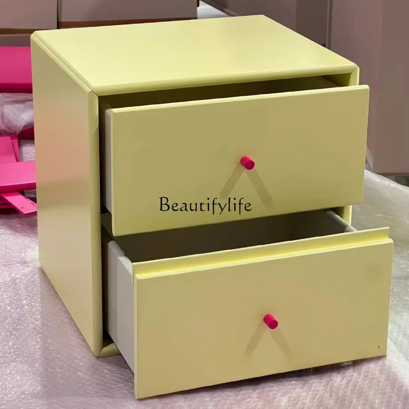 

Simple ins bedside chest cabinet cute solid wood drawer storage cabinet two buckets of lemon yellow