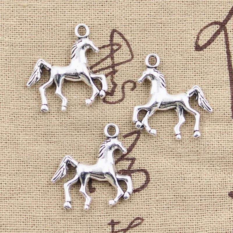 12pcs Charms Horse Steed 24x21mm Antique Bronze Silver Color Pendants Making DIY Handmade Tibetan Bronze Silver Color Jewelry