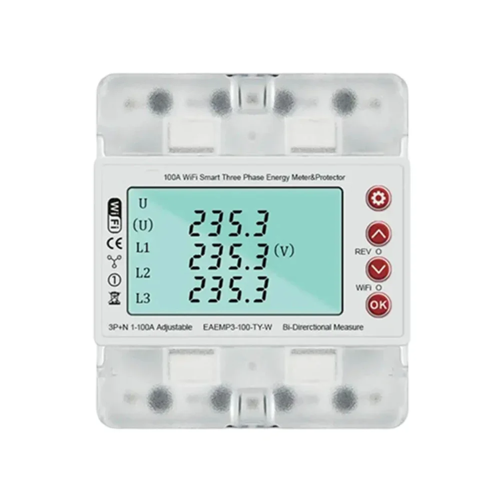 

Reliable For Tuya For WiFi Threephase Meter Overvoltage & Undervoltage Protector Power Supply Outage Backlight Indicator