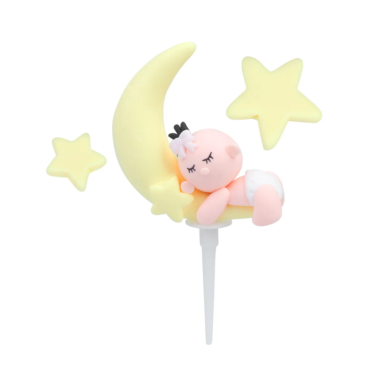 

3Pcs Polymer Clay Cake Picks Baby Large Small Star Creative Birthday Cake Insert Card Cupcake Decor Party
