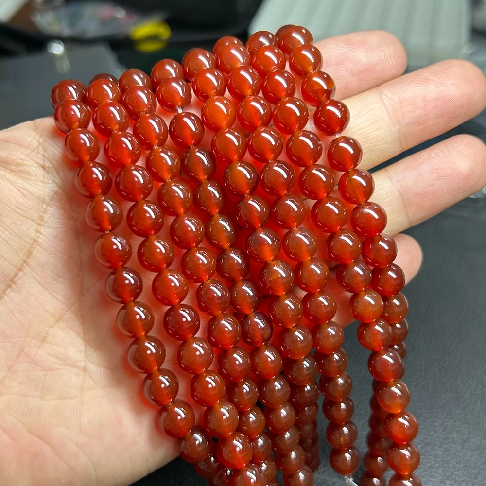 2-20mm Red Agate Round beads Necklace Semi-finished Jewelry 38cm Strands Gemstones