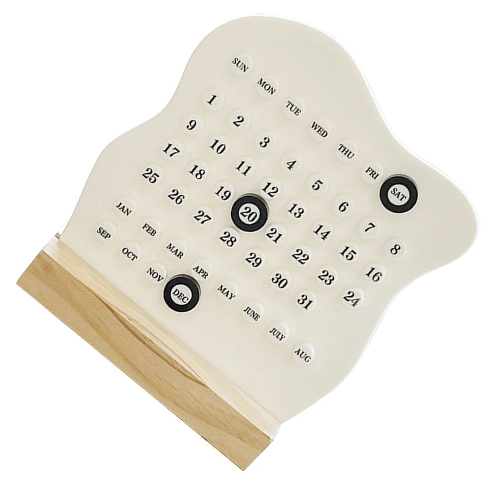 

Wooden Perpetual Calendar Desk Ornament Unique Rotating Date Display Minimalist Office Home Decor Table Accessory Daily Use