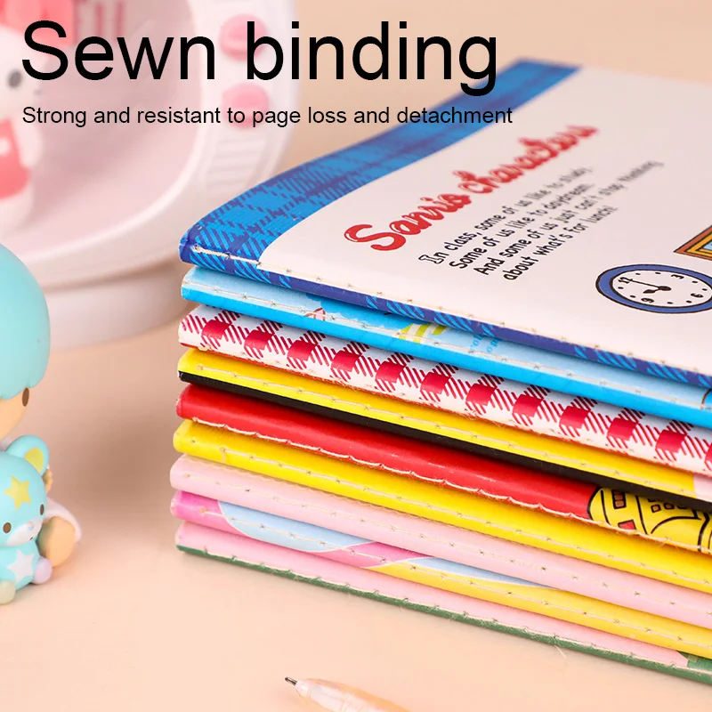 4 Pack/120 Sheets B5 Cute Cartoon Notebook Sewn Binding Diary Weekly Planner for School Office Student Stationery Supplies