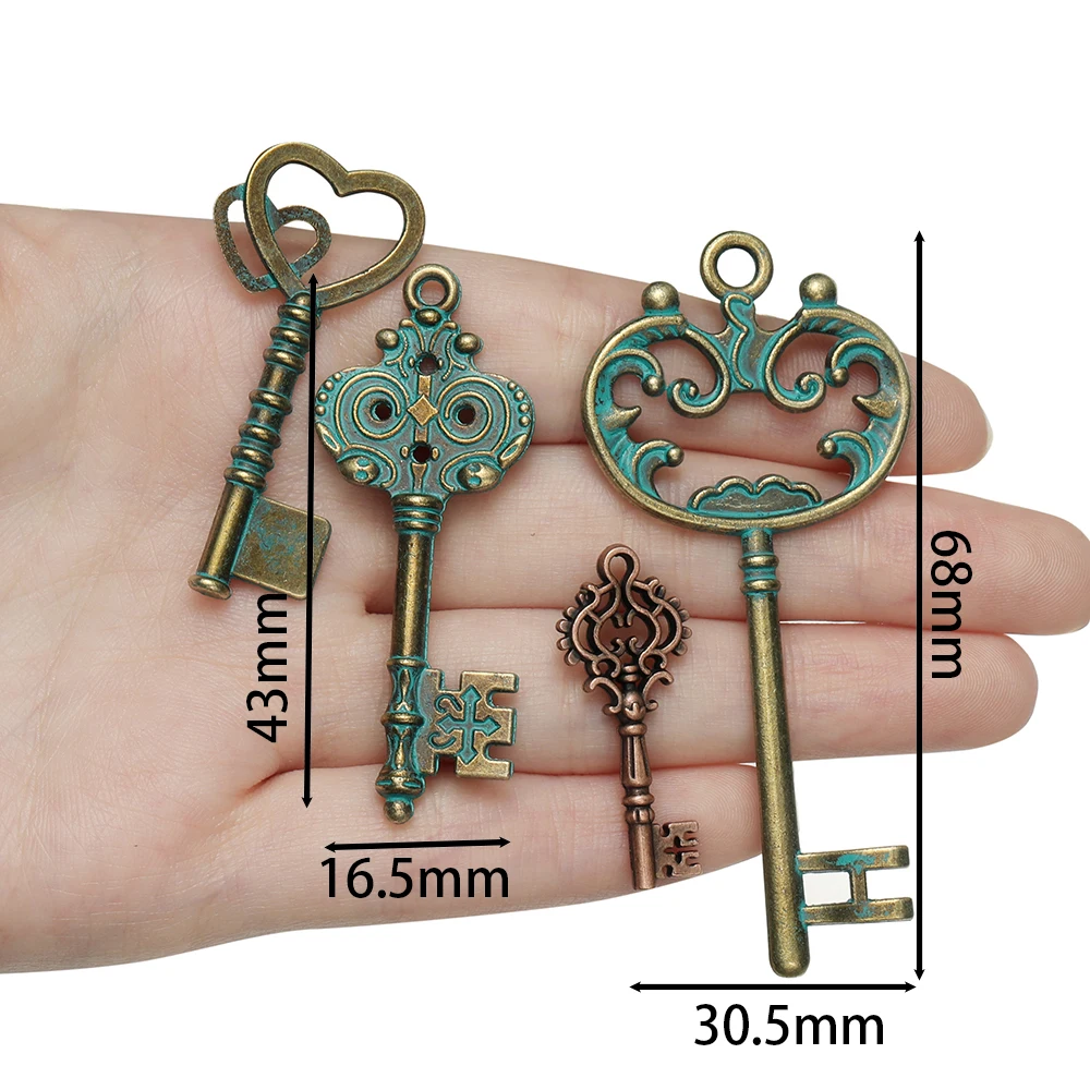 20g/Lots 7-85mm Metal Charms Alloy Key Shaped Mixed Pendant for DIY Keychains Necklaces Jewelry Making Accessories