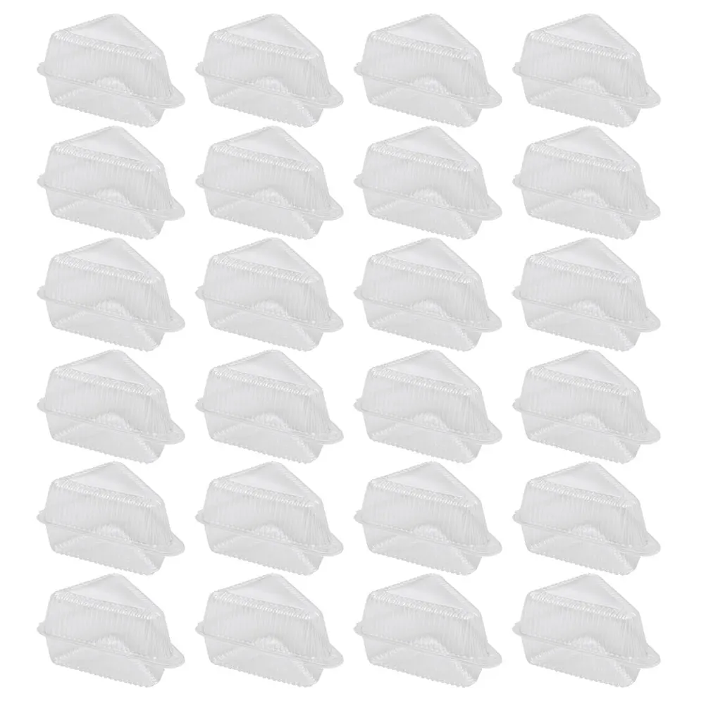 

50pcs Cake Box Set Triangle Containers Clear Plastic Food Grade Storage Disposable With Lids Stackable Cake Slice Container